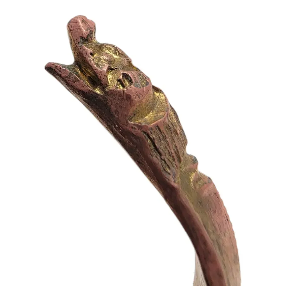 Vintage Copper Dragon Cuff Bracelet Tribal Makara Beast Torc Bangle Viking 30g